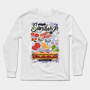 Food poster cooking delicious sandwich recipe tasty print posterart Long Sleeve T-Shirt